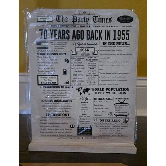 The Party Times 70th Birthday Party Decor Display Board Plaque W Holder New 8x10 - Picture 11 of 11